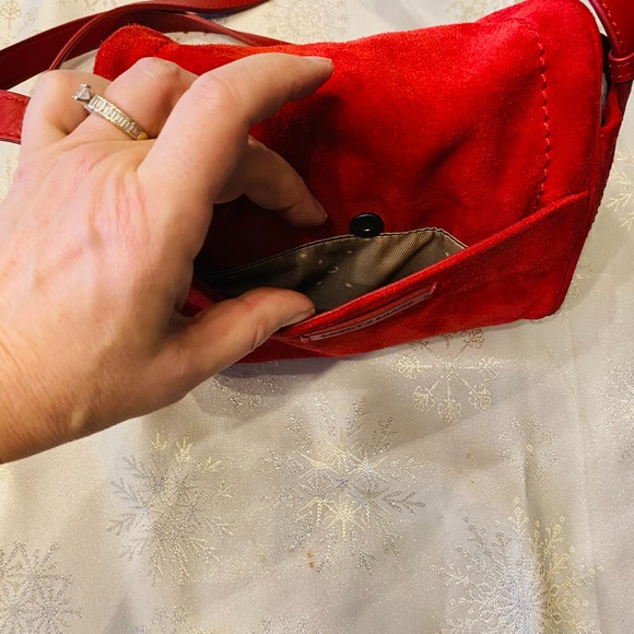 Lucky Brand Red Suede Leather Lura cross body shoulder bag handbag 9.5x6 - Picture 5 of 10
